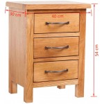 vidaXL Solid Oak Wood Nightstand w  3 Drawers Side Storage Table Cabinet Stand