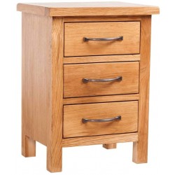 vidaXL Solid Oak Wood Nightstand w  3 Drawers Side Storage Table Cabinet Stand