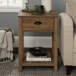 Walker Edison Farmhouse Square Side Accent Table Set-Living-Room Storage End Table with Storage Door Nightstand Bedroom 18 Inch Rustic Oak