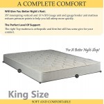 Continental Sleep Gentle Firm Tight top Innerspring Mattress And 8" Metal Box Spring Foundation Set with Frame King