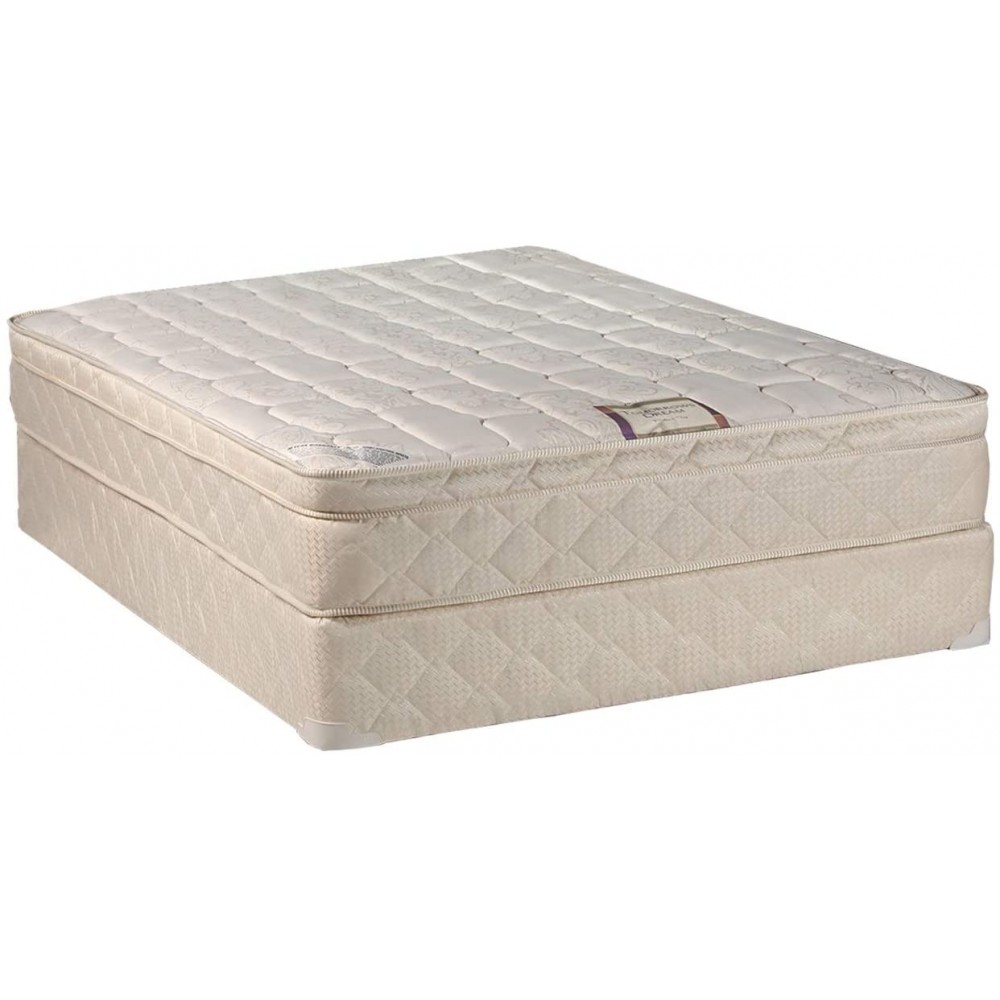 Dreamy Collection Medium Firm Eurotop Pillowtop Queen 60"x80"x10" Mattress and Box Spring Set-Spinal Back Support Premium Edge Guards Longlasting Comfort by Dream Solutions USA