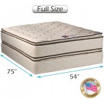 DS USA Coil Comfort Pillow Top Full Size Mattress and Box Spring Set 2-Sided Sleep System with Enhanced Cushion Support Fully Assembled Orthopedic Type Longlasting Comfort