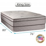 DS USA Fifth Ave Plush Foam Encased Eurotop PillowTop Mattress and Box Spring Set with Metal Bed Frame Premium Edge Guards Spine Support Orthopedic Longlasting Comfort King 76"x80"x13"