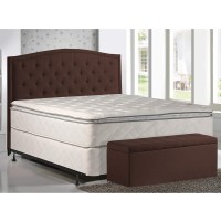 Mattress Comfort Medium Plush Innerspring Pillowtop Mattress and Box Spring Foundation Set with Frame No Assembly Required Full XL Size