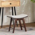 Apicizon Vanity Stool Modern Vanity Chair with Concave Seat Surface Small Makeup Chair with Padded Cushion Easy Assembly Brown