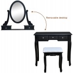 Black Vanity Benches Dressing Table Set Desk Vanity Benches Makeup Set with Cushioned Stool 31.5" Makeup Vanity Table for Bedroom Vanity Set for Bathroom Bedroom