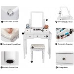 Bonnlo Make up Tables with Stools Teen Vanity Set with Mirror and Stool Small Space Vanity with Drawers and Makeup Organizer