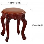 Creative Carved Vanity Stool Bedroom Vanity Bench Home Classical Square Stool Easy Assembly Brown