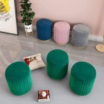 Dressing Stool Dresser Low Stool Simple Round Stool Bench Bedroom Girl Makeup Chair Shoe Changing Stool Stylish Metal Base Makeup Chair Color : Green Size : 35x35x45cm