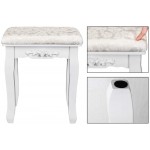 Firlar Vanity Stool White Wooden Dressing Stool Piano Stool with Solid Wood Bent Legs,Vanity Bench with Padded Seat for Bedroom Bathroom