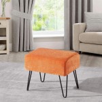 Home Soft Things Jacquard Chenille Ottoman 19" x 13" x 17" H Tanga-Burnt Orange Fuzzy Entry Way Ottoman Bench for Living Room Bedroom End of Bed Decorative Makeup Stool Foot Rest Chair Home Décor