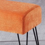 Home Soft Things Jacquard Chenille Ottoman 19" x 13" x 17" H Tanga-Burnt Orange Fuzzy Entry Way Ottoman Bench for Living Room Bedroom End of Bed Decorative Makeup Stool Foot Rest Chair Home Décor