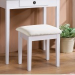 Roundhill Furniture Moniya Wood Makeup Vanity Table and Stool Set White