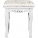 Tesmula Solid Wood Bent Foot Dressing Stool White for Bedroom