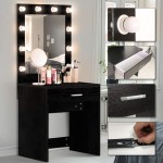 US Shipping Vanity Set with Lighted Mirror YEEGO Makeup Vanity Dressing Table Dresser Writing Desk with Drawer for Bedroom Easy Assembly Black