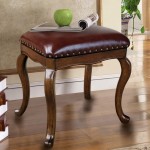 Vanity Benches Dressing Stool Solid Wood Makeup Stool Simple Shoe Bench Bedroom Leather Stool Fashion Dressing Chair Color : Brown Size : 33x47x45.5cm