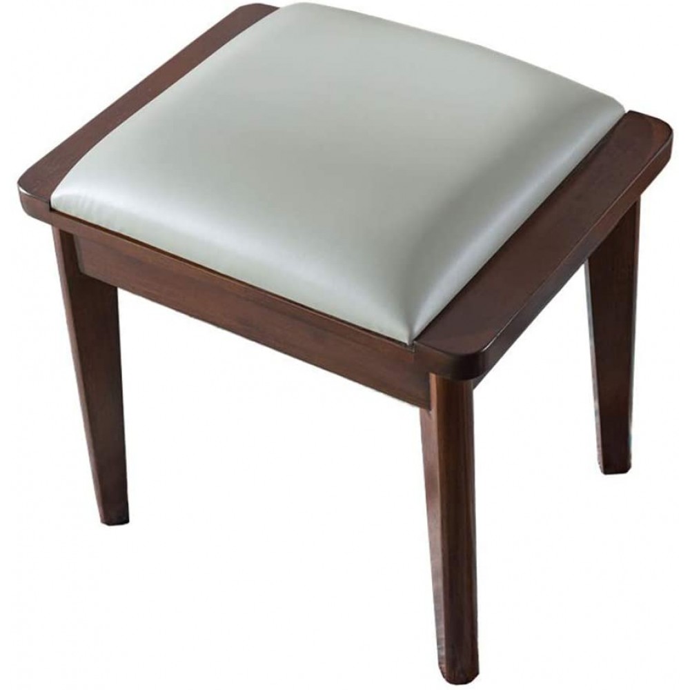 Vanity Benches Solid Wood Dressing Stool Makeup Stool Simple Leather Stool Dining Stool Shoe Bench Color : Brown Size : 45x35x44cm