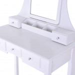 Vanity Makeup Table Sets with Mirror White Vanity Set Dressing Desk Dresser with Mirror and Bench 5 Drawers for Storage 1 Cushioned Stool,Shipping from USA Warehouse Faster Speeds