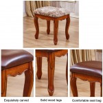 Vanity Stool Hand-Carved Padded Cushioned Stool Antique Brown for Makeup Dressing Table and Beauty Salon Can Bear 130kg 45x37cmx47cm