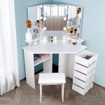 Vanity with Lights Adjustable Brightness 3 Color Modes Vanity Desk Set with 5 Rotatable Drawers 10 Light Bulbs and Shelves Vanity Table for Women Girls 42.9''L x 20.5''W x 56.1''H White