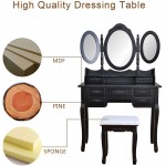 YADSHENG Dressing Table Foldable 3 Mirrors with 7 Drawers Dressing Table Simplistic Queen and Dressing Stool Black Vanities & Vanity Benches Color : Black Size : 90x40x147cm