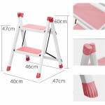 BEST&FAST INS Thick Iron Ladder Folded Ladder Non-Slip Two-Step Ladder Multifunctional Flower Stand Rack Household Room Space-Saving for Indoor Outdoor Color : Pink