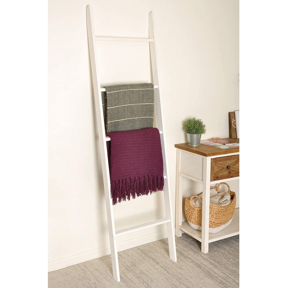 BrandtWorks Decorative Minimal Blanket Ladder White Washed