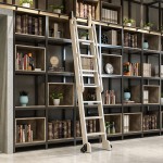 FMOGG Retractable Rolling Ladder Hardware Library 3.3ft-20ft Black Round Tube Mobile Ladder Track for Home Indoor Loft Bookstore No Ladder