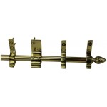 Renovators Supply Manufacturing Ornate Decorative Quilt Hanger Holder Rod Bright Brass 9 Foot Long with Pineapple Finials and Brackets