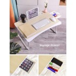 ShiSyan Folding Laptop Desk Lapdesk Computer Table Computer Desk with Foldable Legs and Storage Drawer for Bed Sofa Floor Color : White Size : 65x45cm