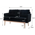 56-inch Small Velvet Sofa Modern Loveseat Couch with Rose Golden Metal Legs 700 Pounds Weight Capacity Twin Size Sofa Couch with Removable Cushion for Living Room and Bedroom Black