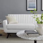 Engage Channel Tufted Fabric Sofa in White
