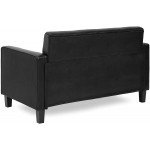 FURINNO Brive Contemporary Tufted Loveseat Sofa Couch for Living Room Black Faux Leather