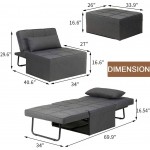GOOGIC Sofa Bed Convertible Chair 4 in 1 Multi-Function Folding Ottoman Modern Guest Bed with Adjustable Sleeper for Small Room Apartment Deep Gray