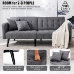 GYUTEI Convertible Sectional Sofa Folding Futon Sofa Modern Linen Fabric Couch 2 to 3 Seat Sofa Sectional with Reversible Chaise for Small Living Room,Apartment and Small SpaceDark Grey