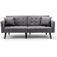 GYUTEI Convertible Sectional Sofa Folding Futon Sofa Modern Linen Fabric Couch 2 to 3 Seat Sofa Sectional with Reversible Chaise for Small Living Room,Apartment and Small SpaceDark Grey
