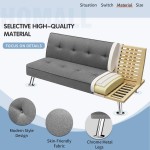 Homall Futon Sofa Bed Modern Collection Convertible Fabric Folding Recliner Lounge Couch for Living Room with Chrome Legs Grey