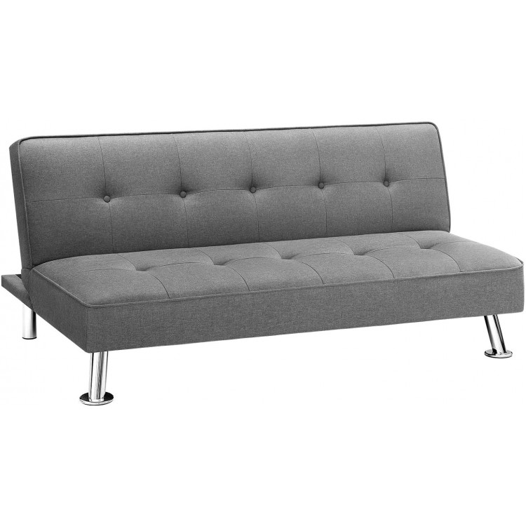 Homall Futon Sofa Bed Modern Collection Convertible Fabric Folding Recliner Lounge Couch for Living Room with Chrome Legs Grey