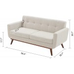 Kingfun Tbfit 67" W Loveseat Sofa Mid Century Modern Decor Love Seat Couches for Living Room Button Tufted Upholstered Love Seats Furniture Solid and Easy to Install Small Couch for Bedroom Beige