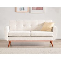 Kingfun Tbfit 67" W Loveseat Sofa Mid Century Modern Decor Love Seat Couches for Living Room Button Tufted Upholstered Love Seats Furniture Solid and Easy to Install Small Couch for Bedroom Beige