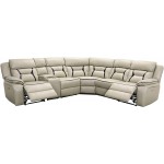 Lexicon Norlina 6-Piece Power Reclining Sectional Sofa with Cup Holder Console and USB Port 105.5" x 119" Beige