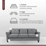 Lifestyle Solutions Collection Grayson Micro-Fabric Sofa 80.3" x 32" x 32.68" Dark Grey