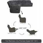 Manual Reclining Sectional Sofa Fabric Upholstery Sofa Set with Foam Filled Seat and Back Solid Wood Frame with Cup HoldersFabric Gray