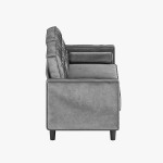 Mjkone Velvet Loveseat Couch Sofa with Tufting-Bolster Modern Sofa Recliner Small Spaces Love Seats Furniture Suitable for Small Spaces Living Room Bedroom Easy Assembly Grey