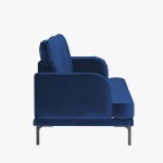 Mjkone Velvet Loveseat Sofa Couch Modern Couch Sofa Loveseat Recliner Sofa Couch for Small Space Living Room Bedroom Apartment Easy Assembly Blue