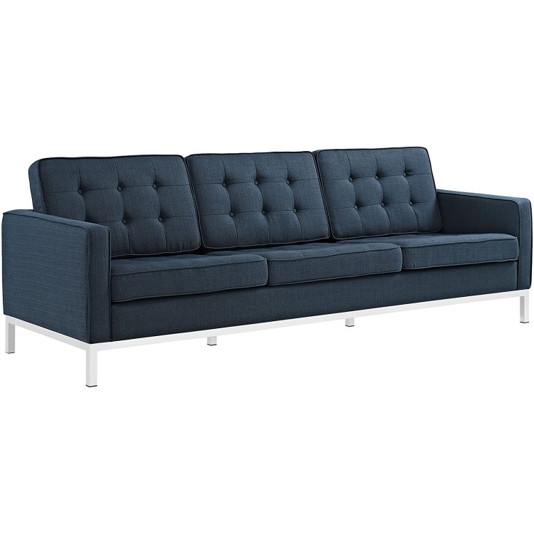 Modway Loft Upholstered Fabric Mid-Century Modern Sofa In Azure