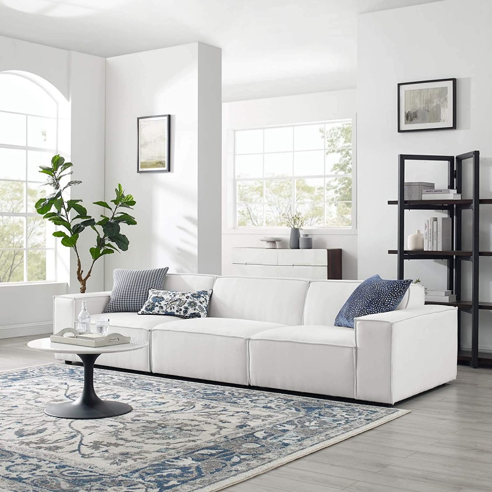 Modway Restore 3-Piece Upholstered Sectional Sofa in White