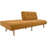 Novogratz Palm Springs Convertible Sofa Sleeper in Rich Linen Sturdy Wooden Legs and Tufted Design Mustard Linen 2182929N
