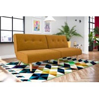 Novogratz Palm Springs Convertible Sofa Sleeper in Rich Linen Sturdy Wooden Legs and Tufted Design Mustard Linen 2182929N