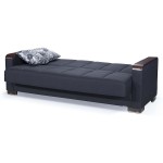 Ottomanson Convertible Furniture with Storage Legacy X Collection Wood Trimmed Sectional Black-PU